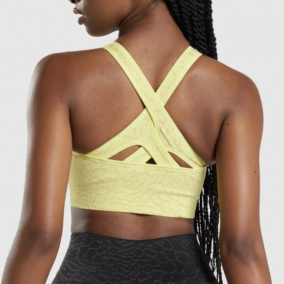 Gymshark Adapt Animal Seamless Sports Bra - Firefly Yellow - Picture 2 of 6